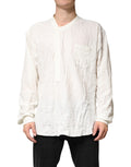 Chemise blanche en coton pour homme de Dolce & Gabbana avec manches longues, vue détaillée du produit.