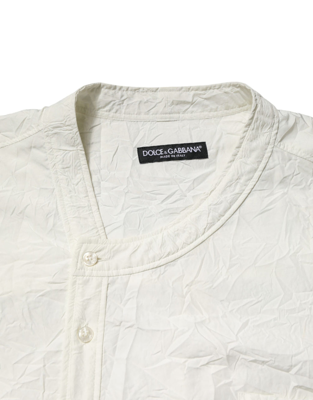 Chemise pour homme Dolce & Gabbana en coton blanc à manches longues, élégante et classique.