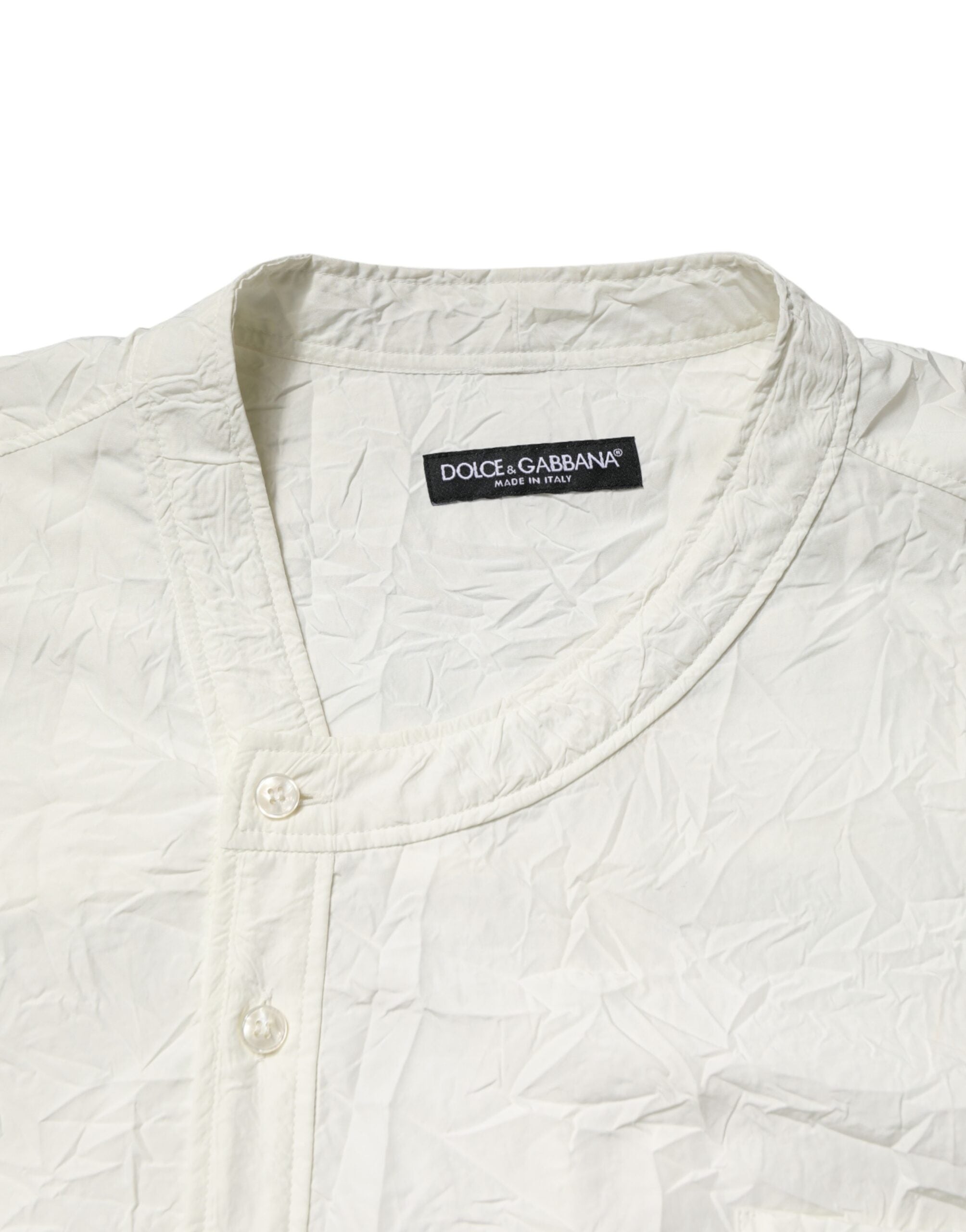 Chemise pour homme Dolce & Gabbana en coton blanc à manches longues, élégante et classique.