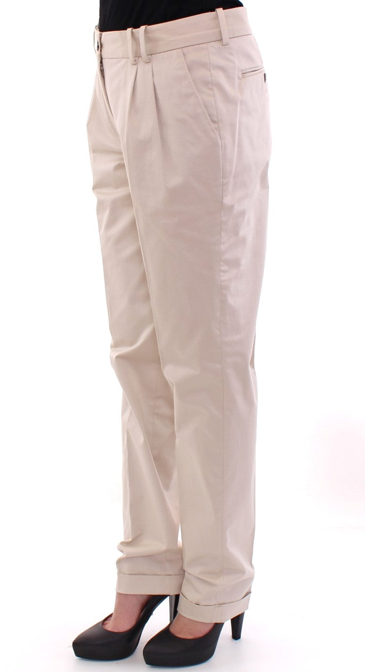 Pantalons chinos en coton beige de Dolce & Gabbana, style décontracté et élégant, vue de face sur le produit.