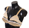 Haut de couverture en raphia beige crocheté Dolce & Gabbana, tissé à la main, pour un look élégant et décontracté.