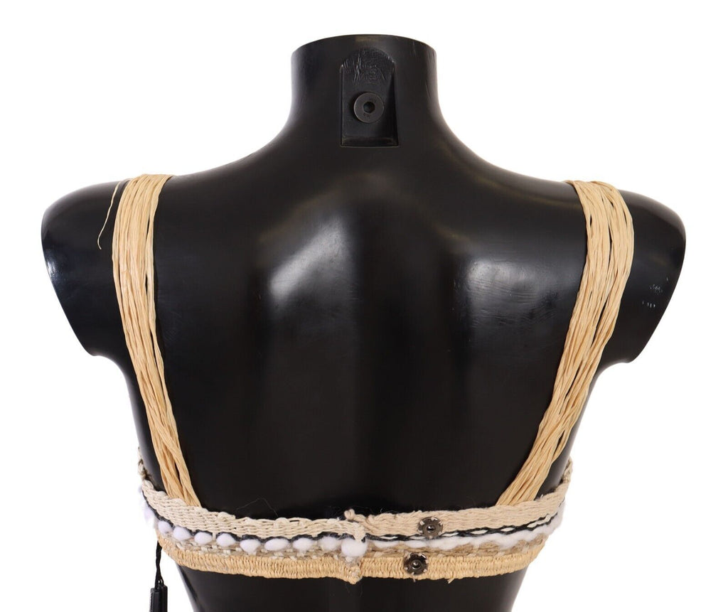 Haut de couverture en crochet de paille beige Dolce & Gabbana, tissé à la main, pour un look chic et décontracté.
