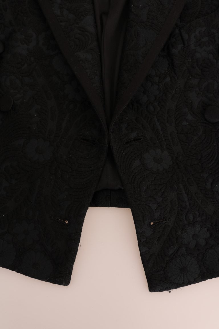 Veste blazer Dolce & Gabbana en brocart noir, élégante et sophistiquée, visible sur l'image.