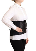 Ceinture corset noire Dolce & Gabbana en stretch, ajustée à la taille, avec détails élégants.