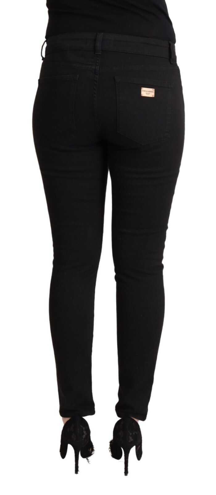 Jean slim en coton noir de Dolce & Gabbana, coupe taille moyenne, style denim ajusté pour homme.