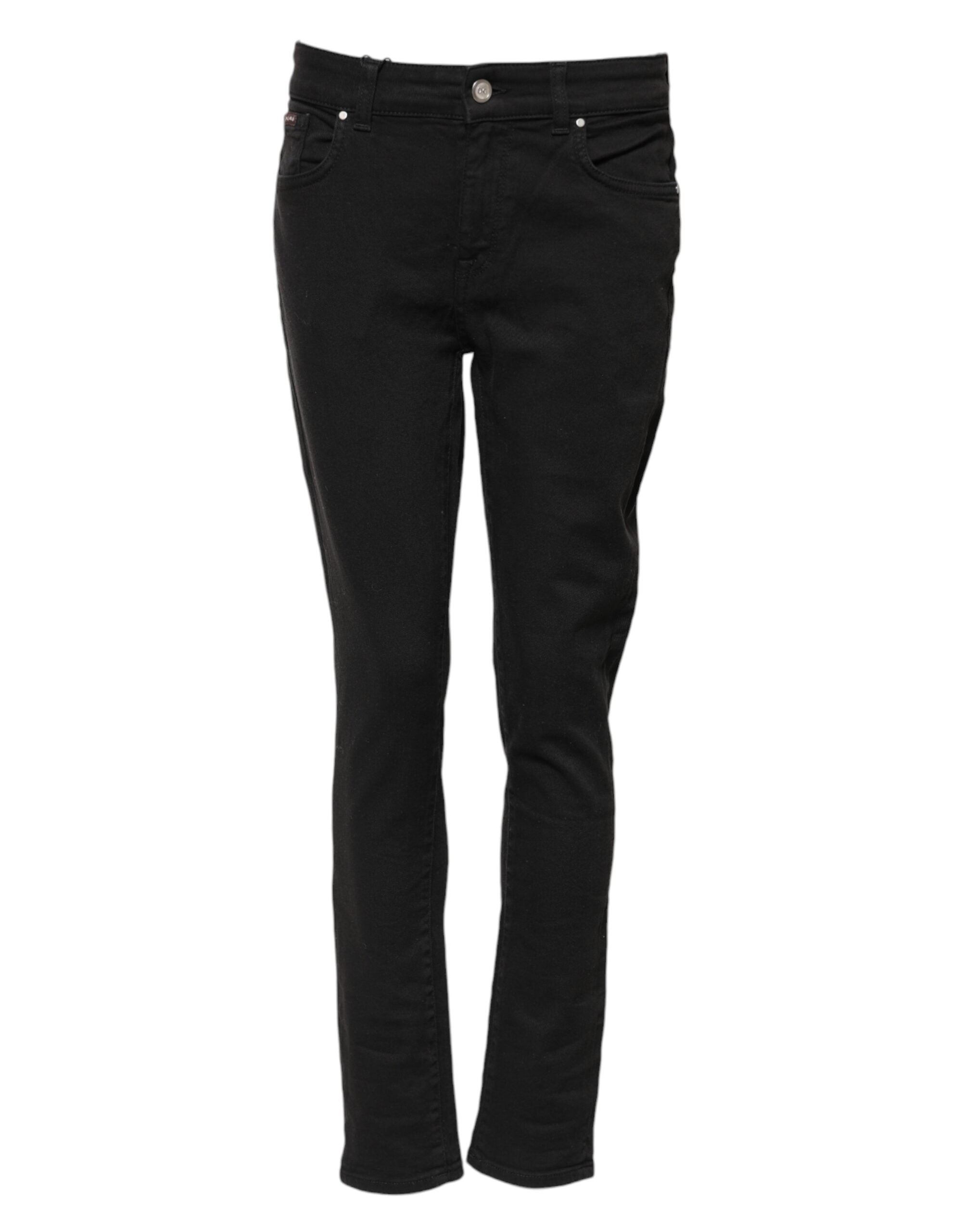 Jeans skinny en coton noir de Dolce & Gabbana, coupe mi-haute, look élégant et ajusté, visibles détails en denim.