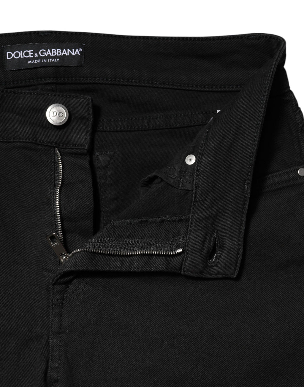 Jeans skinny en coton noir Dolce & Gabbana, taille mi-haute, ajustés, avec détails classiques en denim.