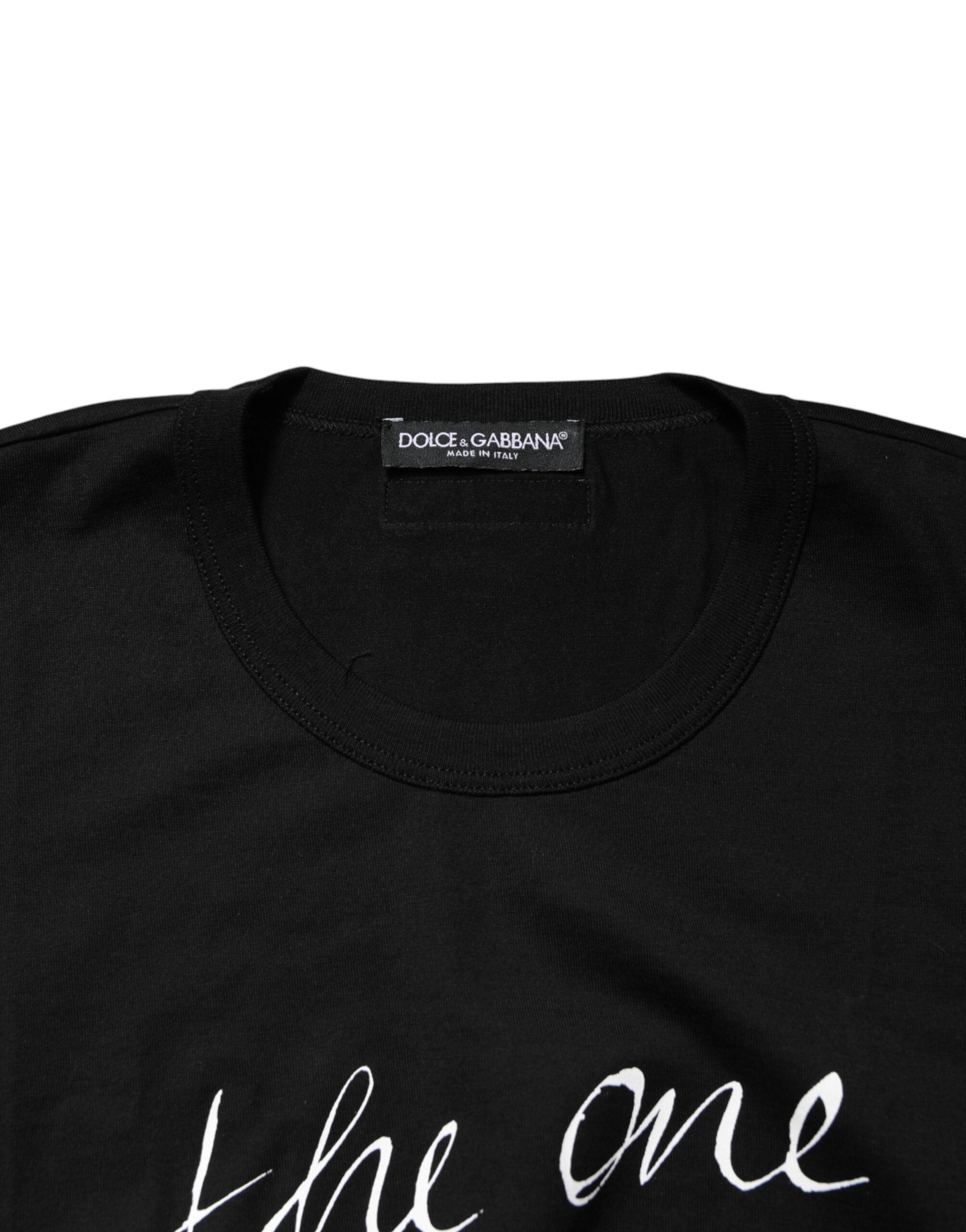 T-shirt à manches courtes noir avec graphique Dolce & Gabbana, col ras du cou, style moderne et tendance.