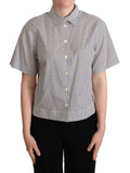 Chemise à col à pois noirs Dolce & Gabbana avec détails blancs, élégante et classique pour homme ou femme.