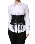 Corset noir en polyester de Dolce & Gabbana avec laçage à la taille, ajusté et élégant pour un style sophistiqué.