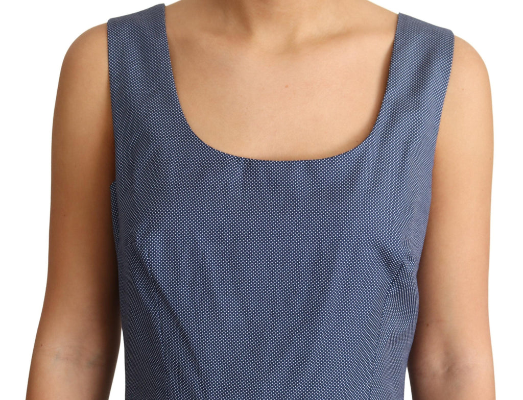 Robe en coton à pois bleus Dolce & Gabbana, coupe évasée et stretch, style élégant et féminin.