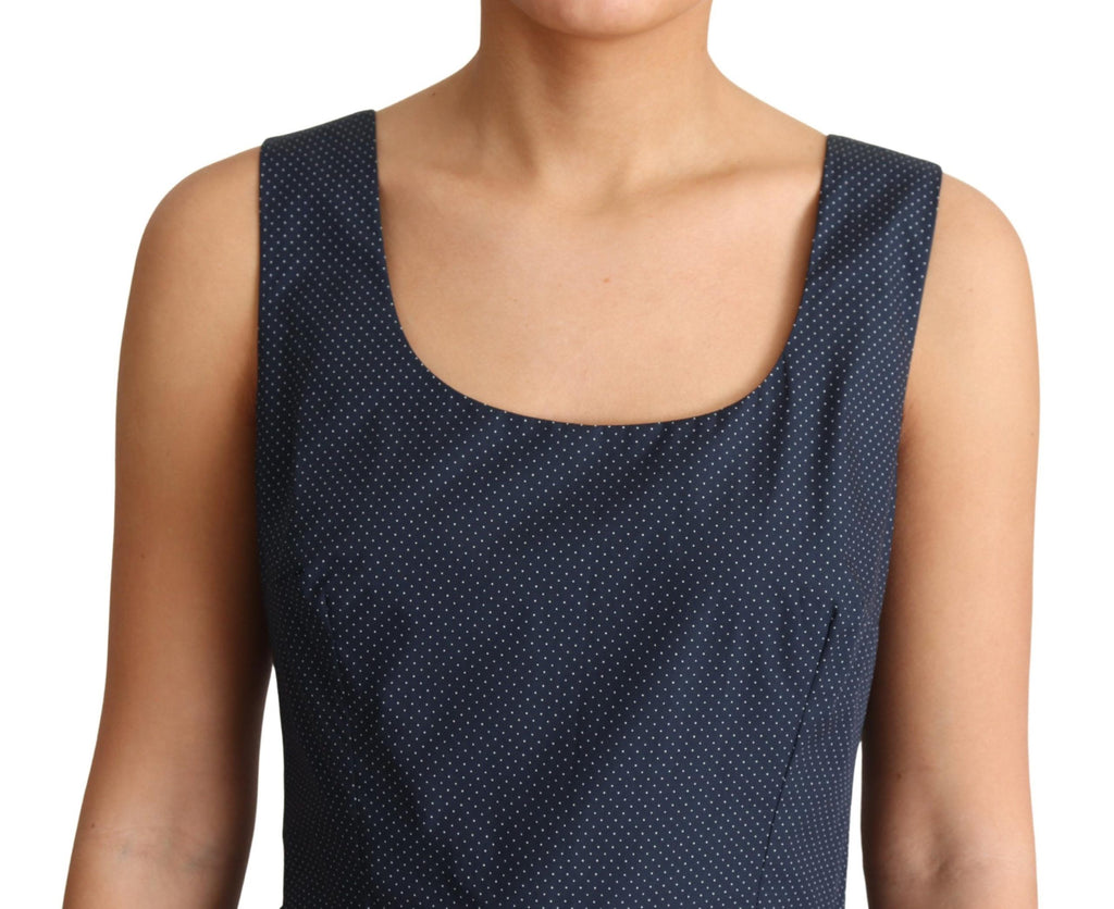 Robe trapèze en coton à pois bleus de Dolce & Gabbana, style élégant et léger, idéale pour une tenue chic et décontractée.