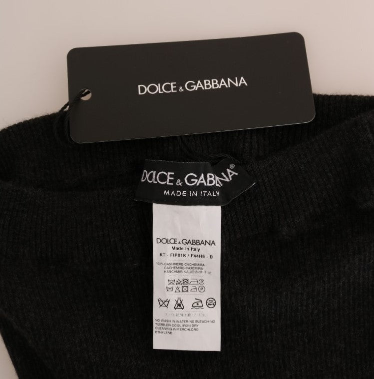 Collants gris en cachemire Dolce & Gabbana à rayures extensibles et côtelés, confortables et élégants.