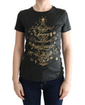 T-shirt en coton vert Dolce & Gabbana 2017 avec motif, vue de face, détails visibles, tissu doux et design élégant.