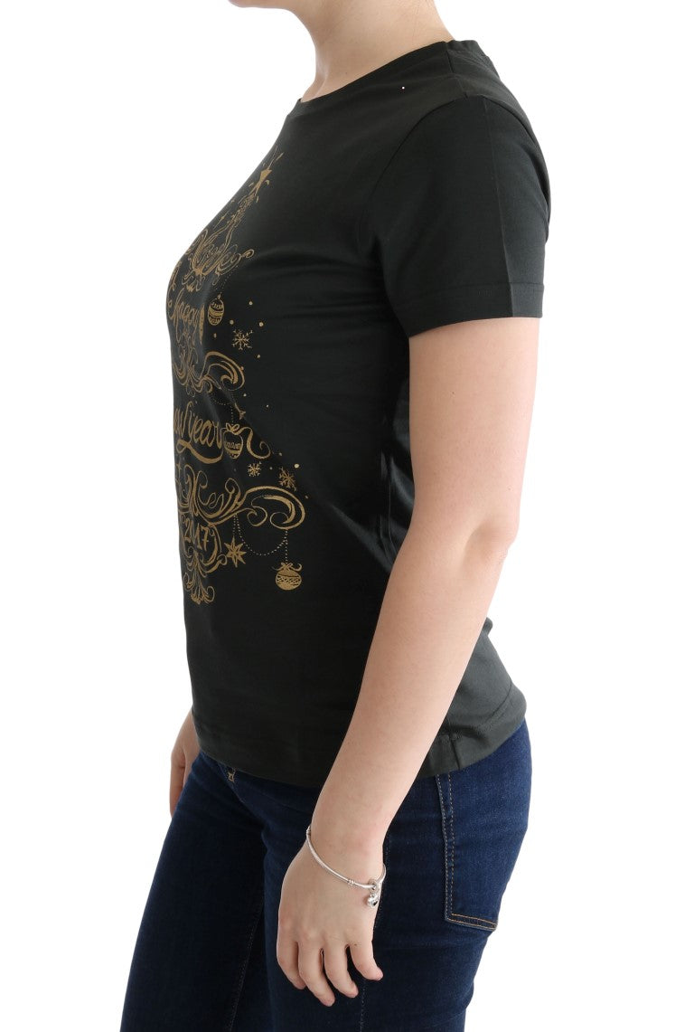 T-shirt en coton vert Dolce & Gabbana avec motif de 2017, vue de face, détails du design coloré.