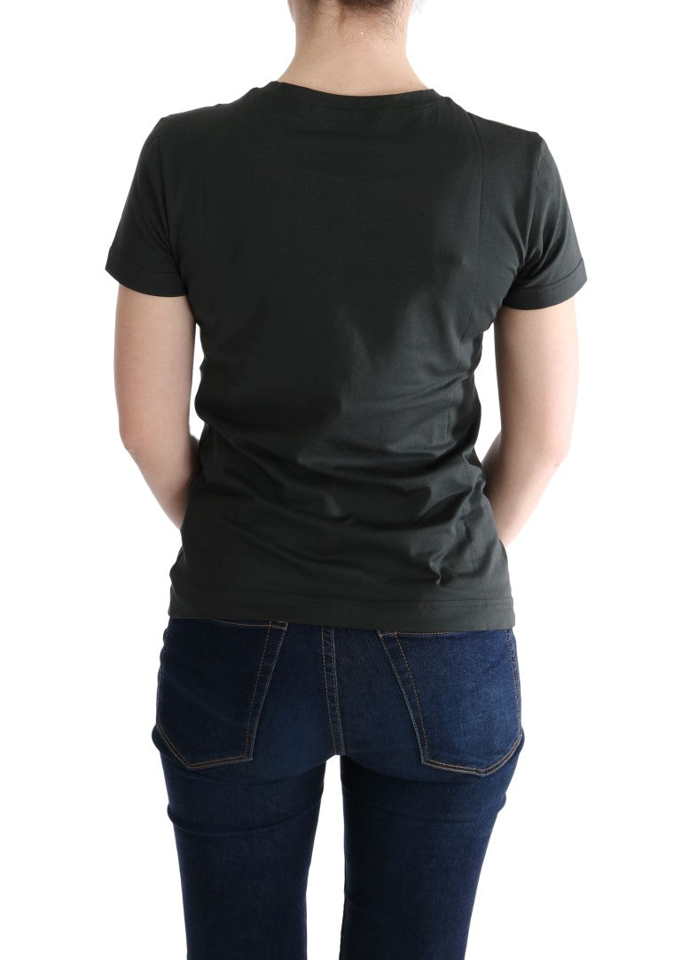 T-shirt en coton vert Dolce & Gabbana 2017 avec motif coloré, vue de face sur fond blanc.
