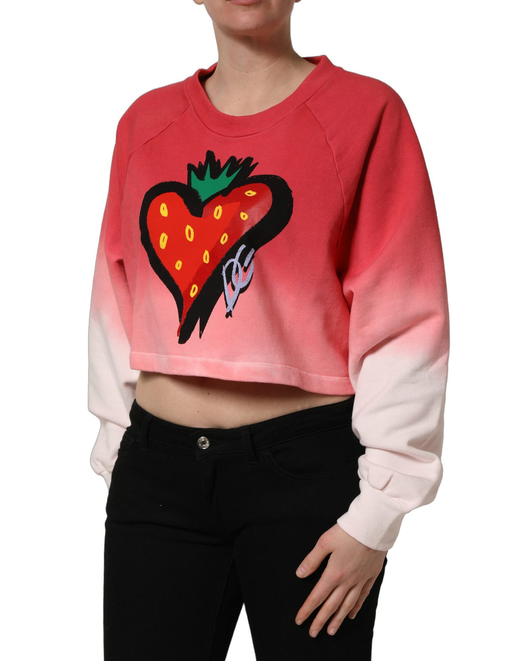 Sweatshirt Dolce & Gabbana à impression fraise multicolore, pull décontracté avec motif fruit coloré.