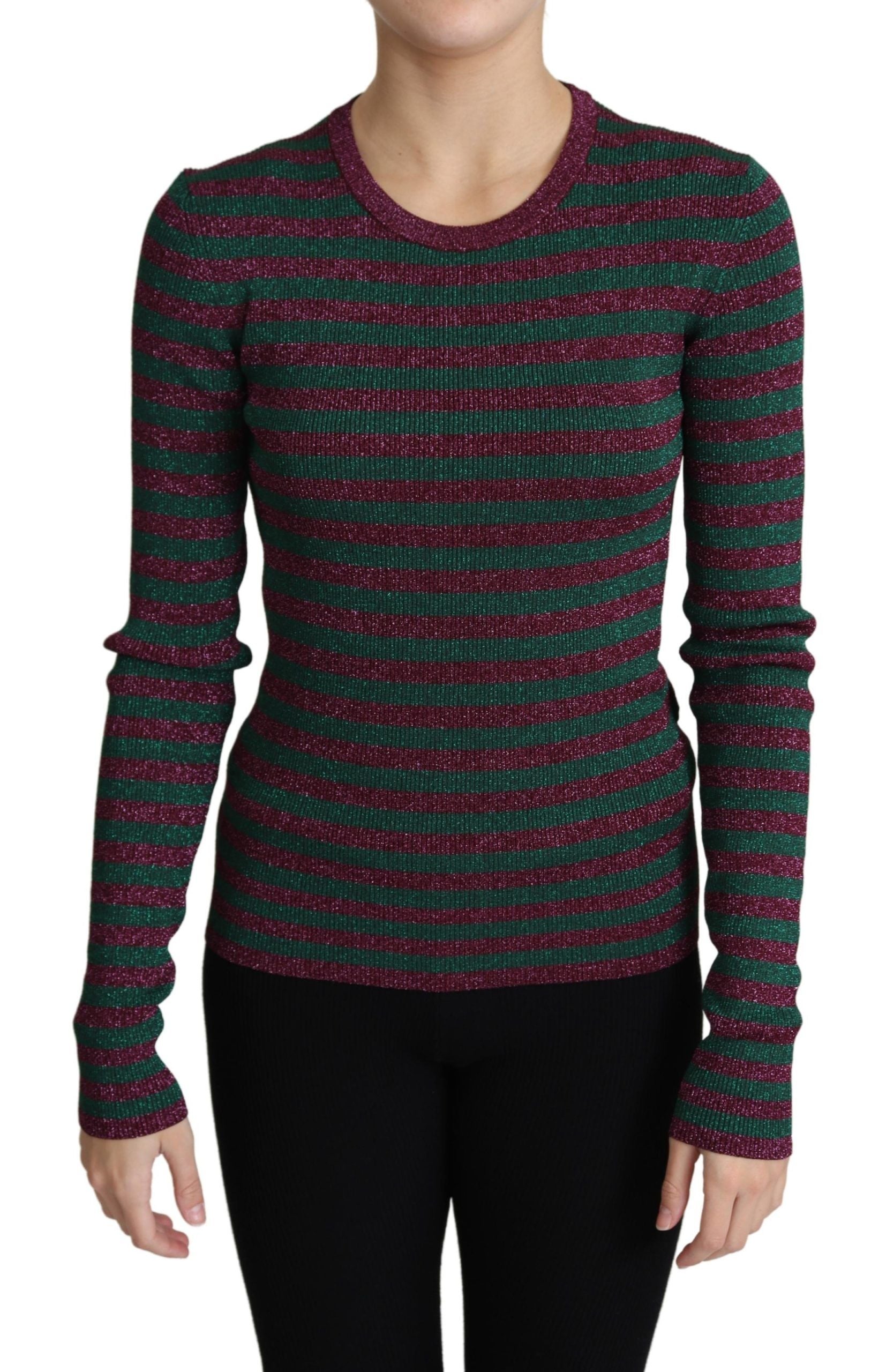 Pull à col rond Dolce & Gabbana à rayures multicolores, pull-over tendance en laine avec motif coloré.