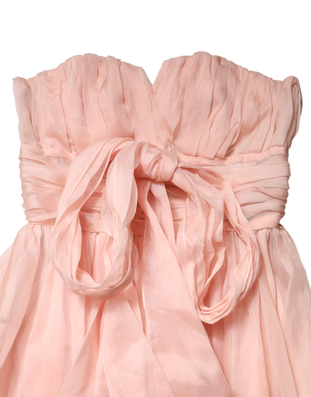 Robe midi en soie chiffon rose Dolce & Gabbana, coupe évasée plissée, style élégant et féminin.
