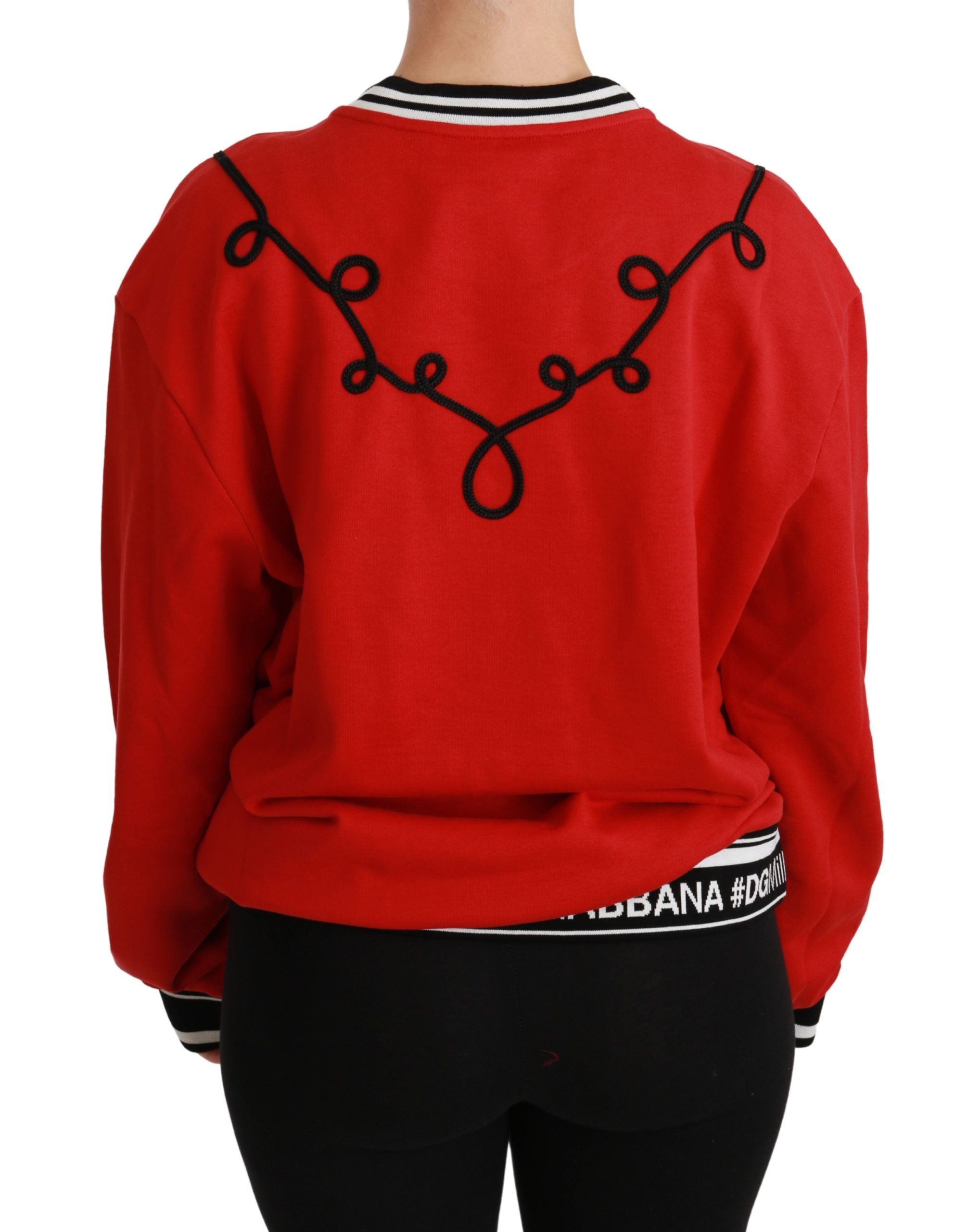 Pull-over Dolce & Gabbana Queen Red avec sequins, style élégant et brillant, en laine confortable pour femmes.