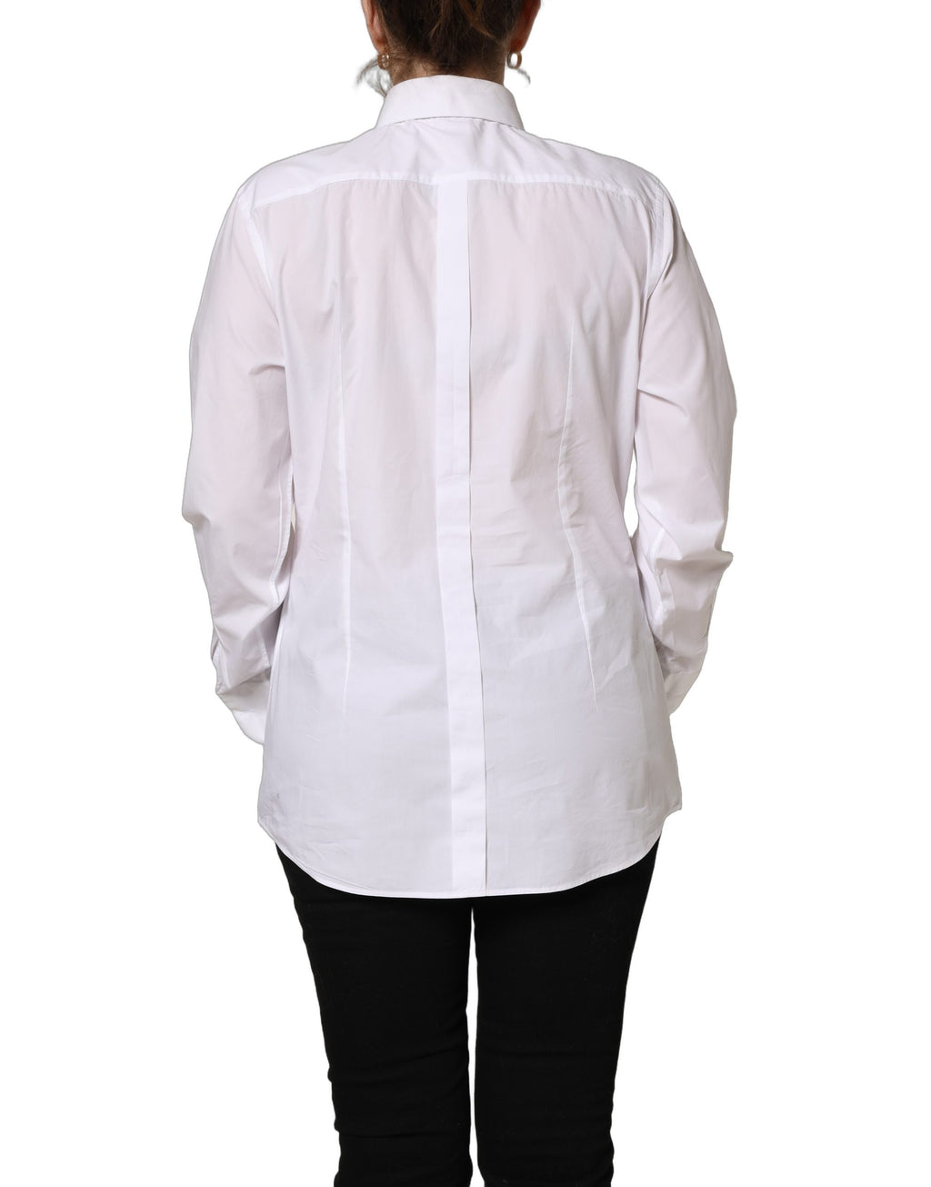 Chemise blanche en coton à manches longues de Dolce & Gabbana, avec boutons et coupe élégante.