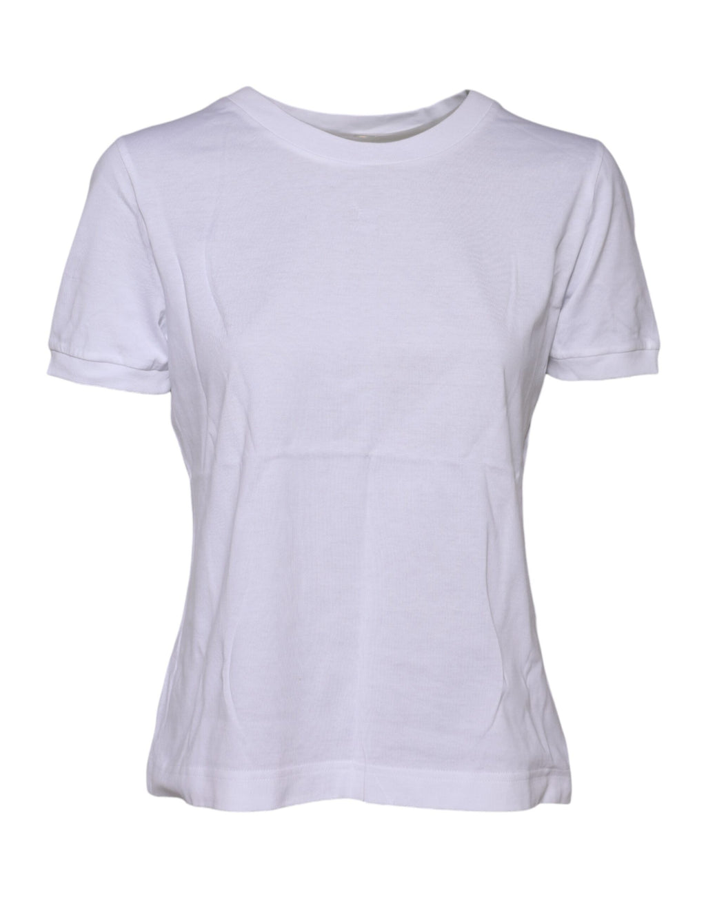 T-shirt blanc en coton à col rond et manches courtes de la marque Dolce & Gabbana, vue de face.
