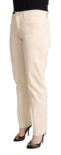 Dolce & Gabbana White Cotton Skinny Denim Women Jeans Pants - La luxence