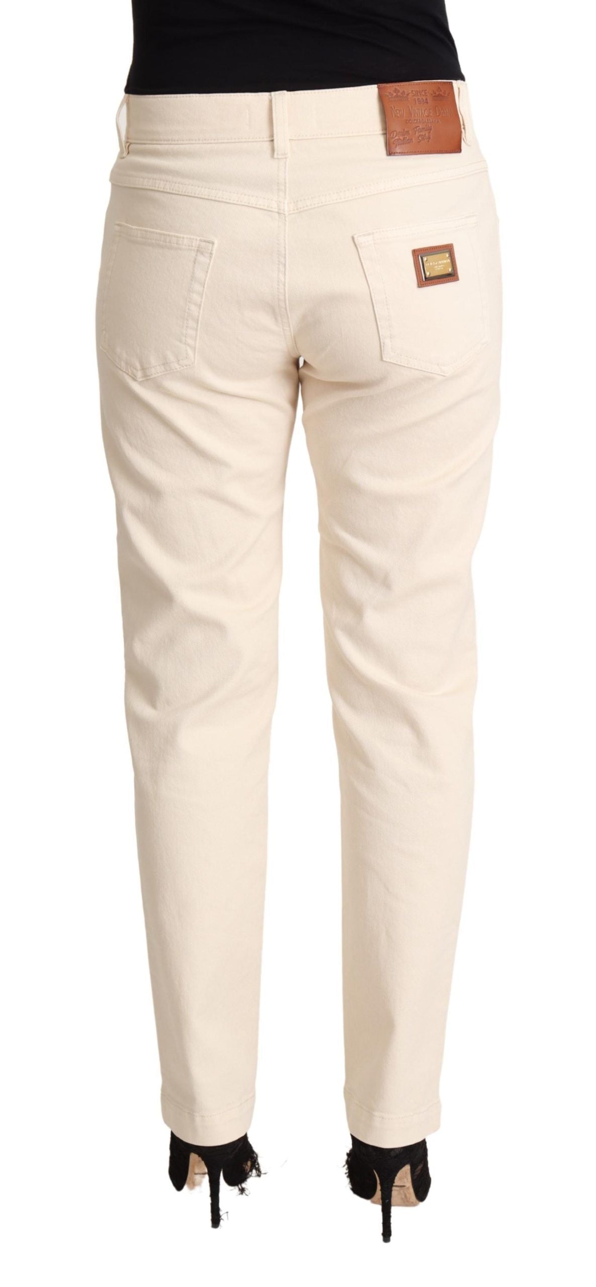 Dolce & Gabbana White Cotton Skinny Denim Women Jeans Pants - La luxence