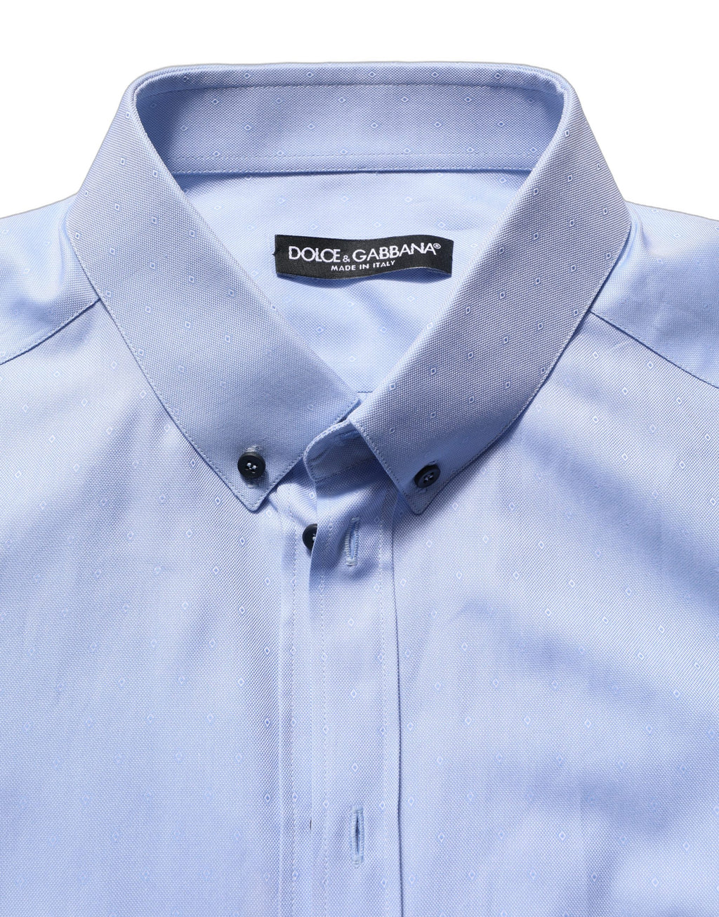 Chemise formelle homme Dolce & Gabbana Light Blue en coton avec col classique, vue de face.