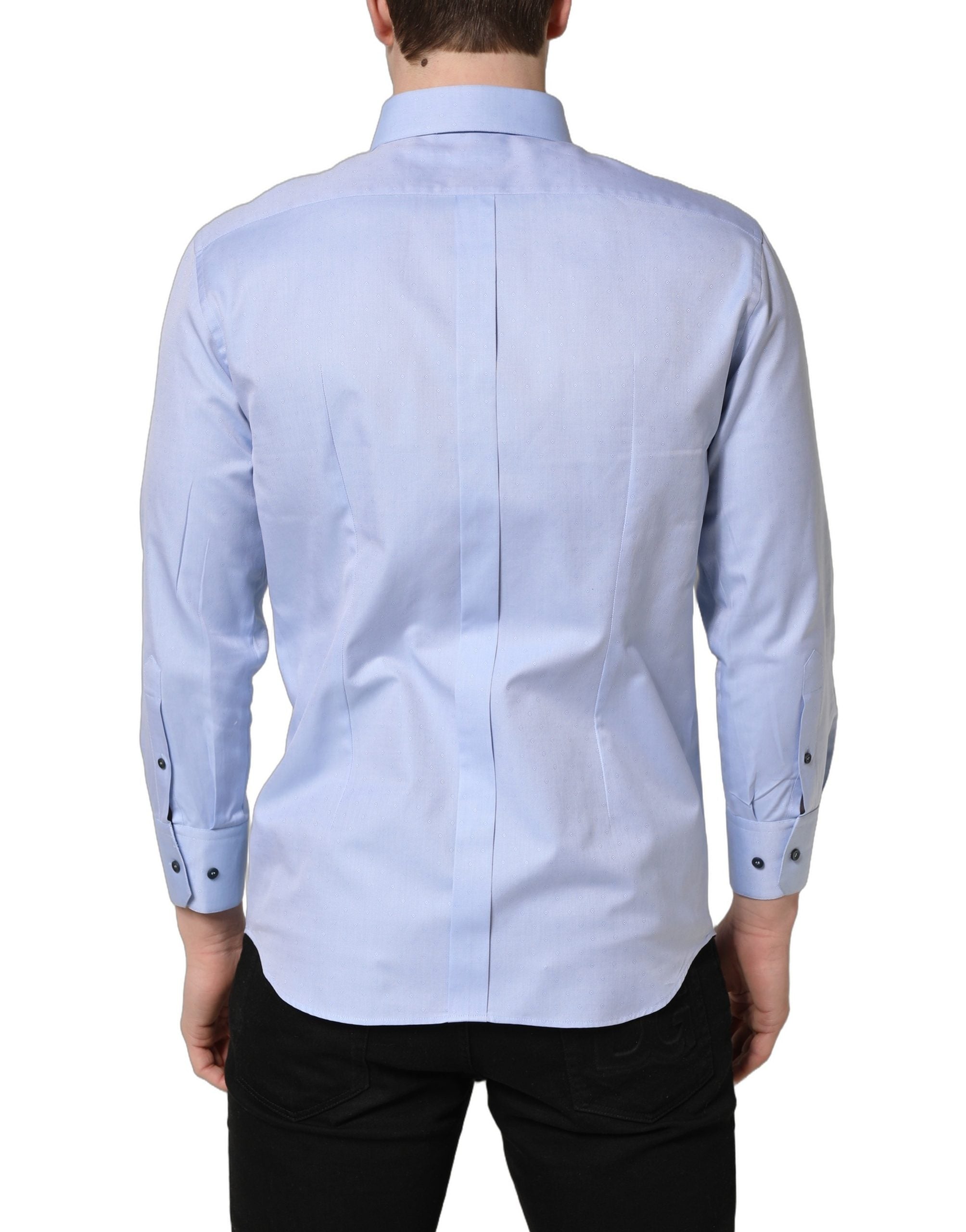 Chemise formelle en coton Dolce & Gabbana Light Blue pour homme, style élégant et classique.