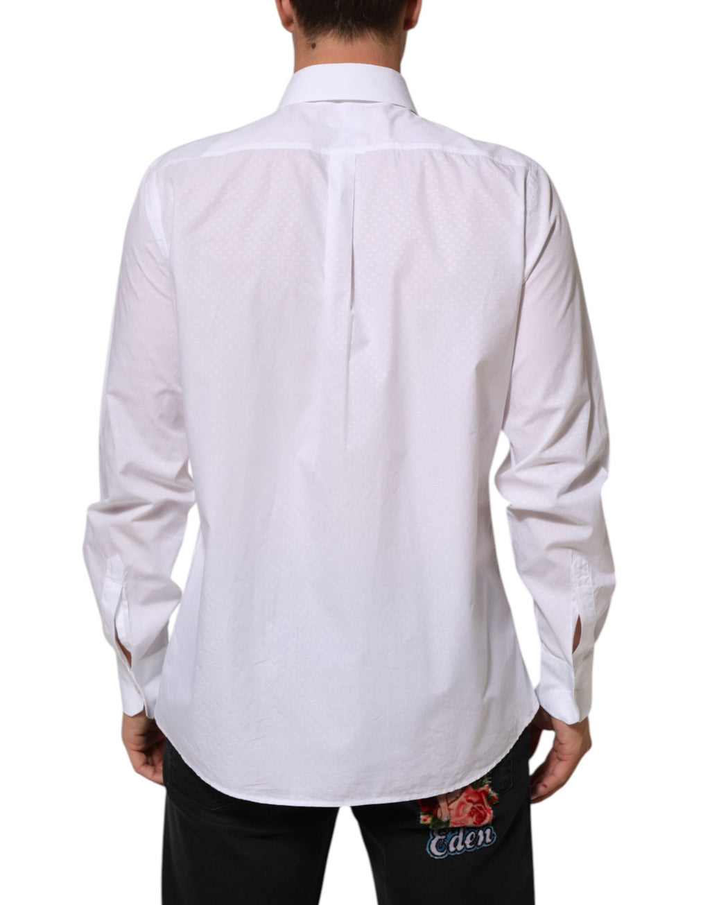 Chemise formelle blanche en coton Dolce & Gabbana Martini Bib pour homme, avec col classique et détails élégants.