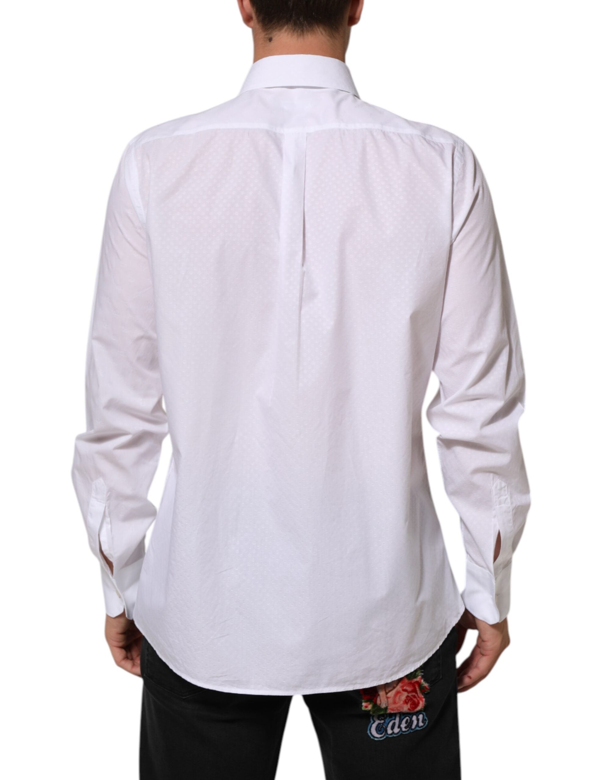 Chemise formelle blanche en coton Dolce & Gabbana Martini Bib pour homme, avec col classique et détails élégants.