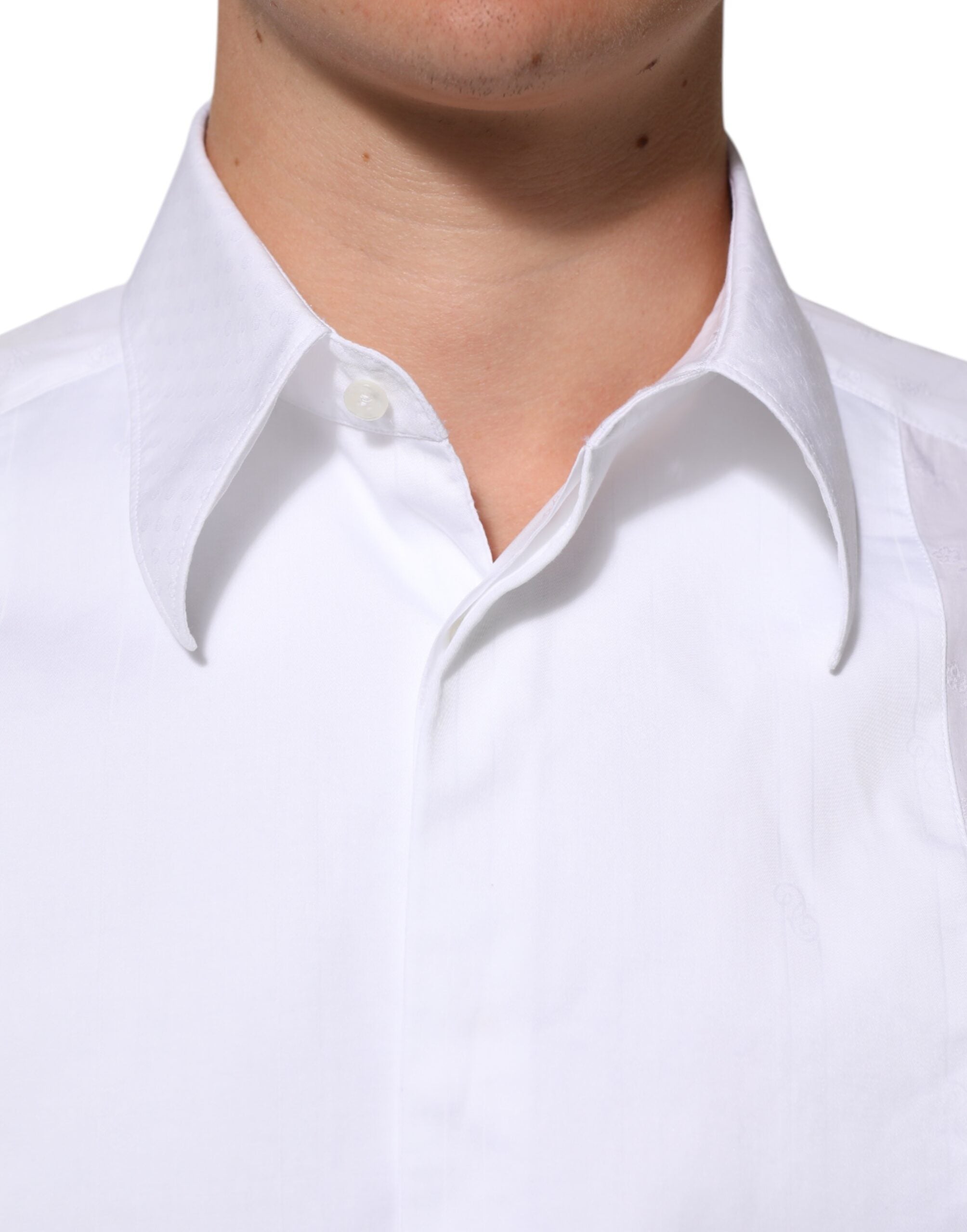 Chemise formelle blanche en coton Dolce & Gabbana MARTINI, chemise élégante avec col classique et boutons visibles.
