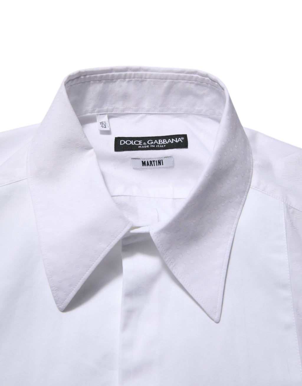 Chemise formelle en coton blanc Dolce & Gabbana Martini Bib Dress Shirt, détail élégant et couture de luxe.
