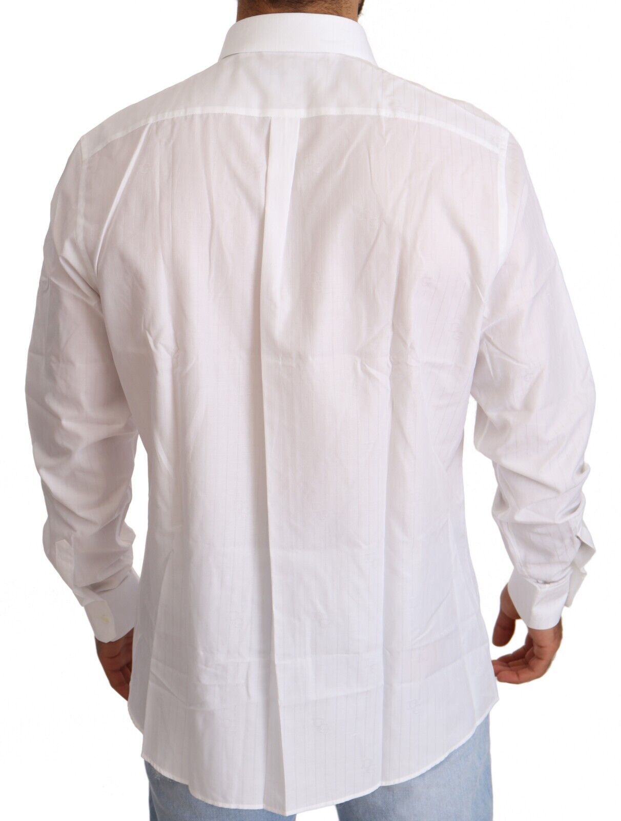 Chemise blanche en coton Dolce & Gabbana pour homme, coupe slim fit et style élégant, vue de face sur un mannequin.