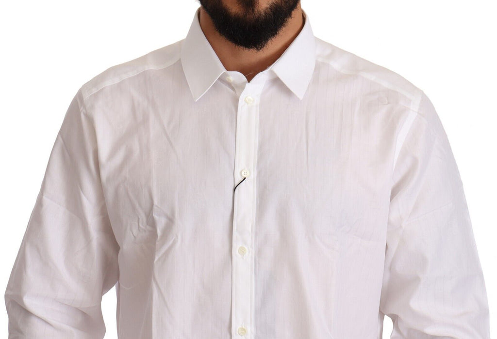 Chemise blanche en coton Dolce & Gabbana pour homme, coupe slim fit, style Martini.