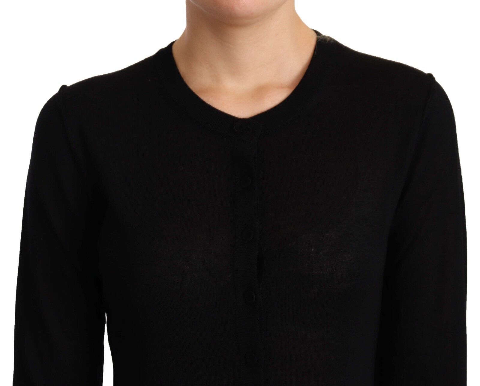 Pull-over noir Dolce & Gabbana en laine à col rond, style classique et confortable.