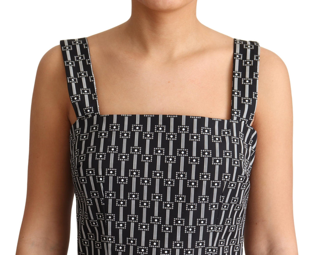 Robe en coton à motif noir et blanc de Dolce & Gabbana, coupe évasée et élégante, pour femme.