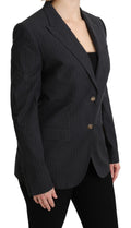 Veste en coton gris Dolce & Gabbana à boutonnière simple, silhouette élégante et tissu de haute qualité.