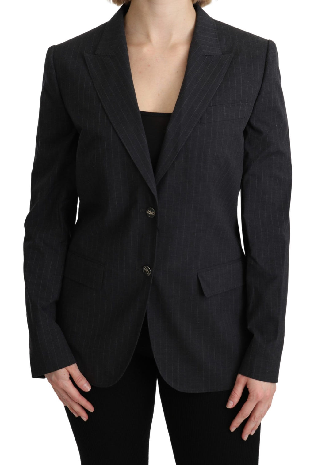 Veste blazer en coton gris à un bouton de Dolce & Gabbana, style classique et élégant pour homme.
