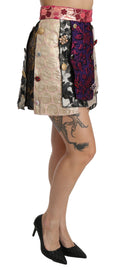 Jupe en jacquard floral multicolore Dolce & Gabbana ornée de cristaux, élégante et sophistiquée.