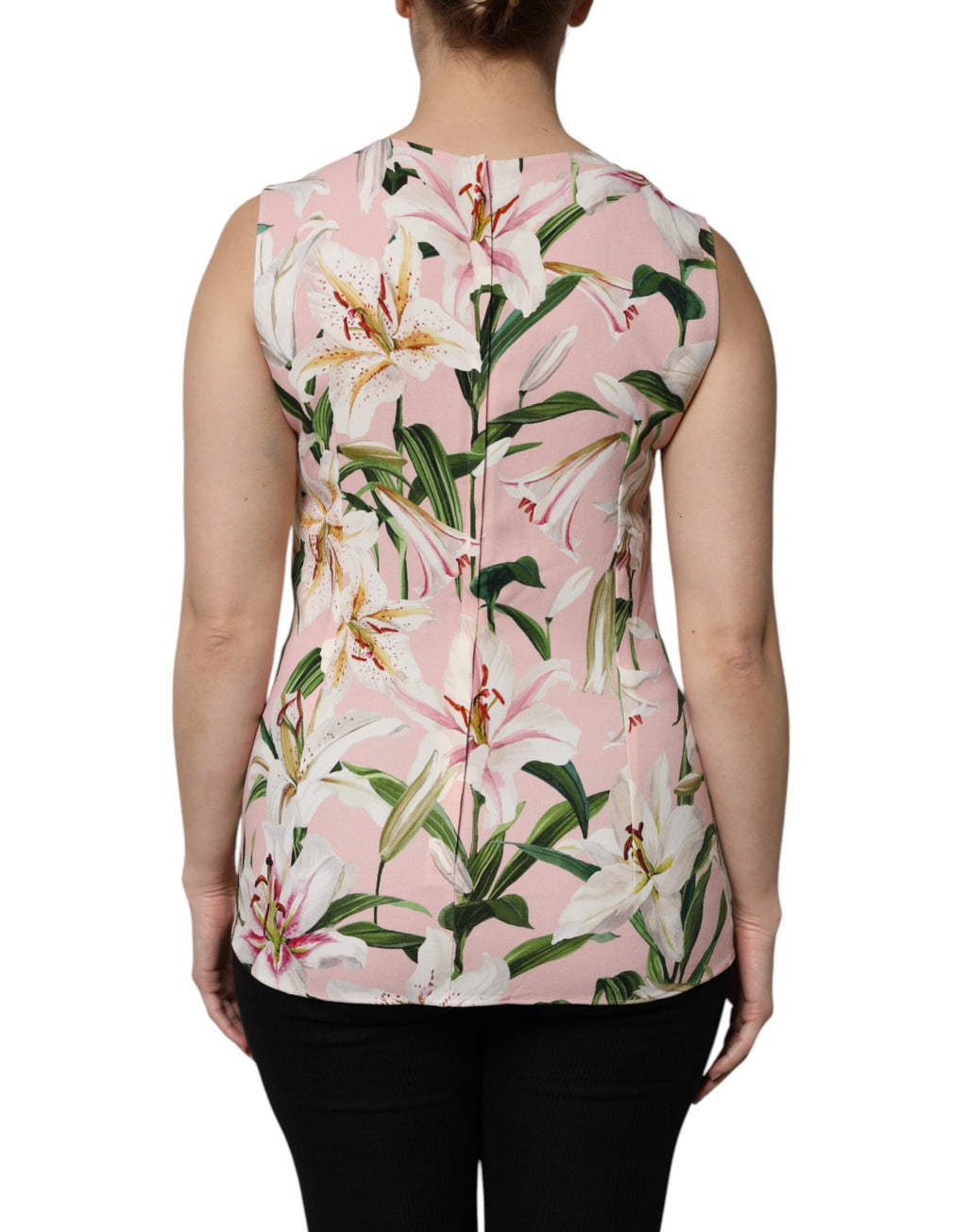Débardeur à col rond Dolce & Gabbana avec motif floral multicolore, tissu léger et design élégant.