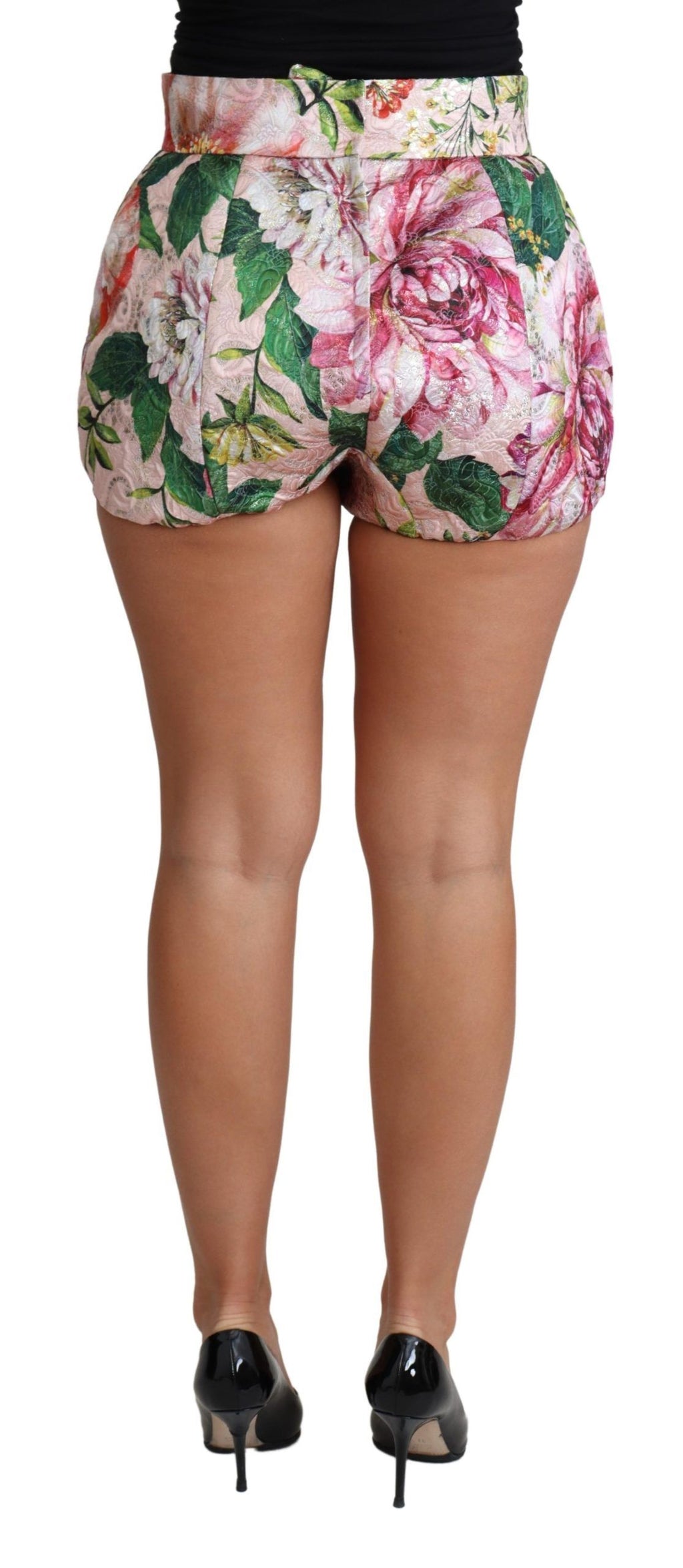 Shorts roses en coton rose Dolce & Gabbana, imprimé floral, coupe courte et tendance, parfait pour un look estival.