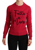 Pull en cachemire et laine Dolce & Gabbana rose brodé, pull-over élégant avec motifs délicats et finition raffinée.