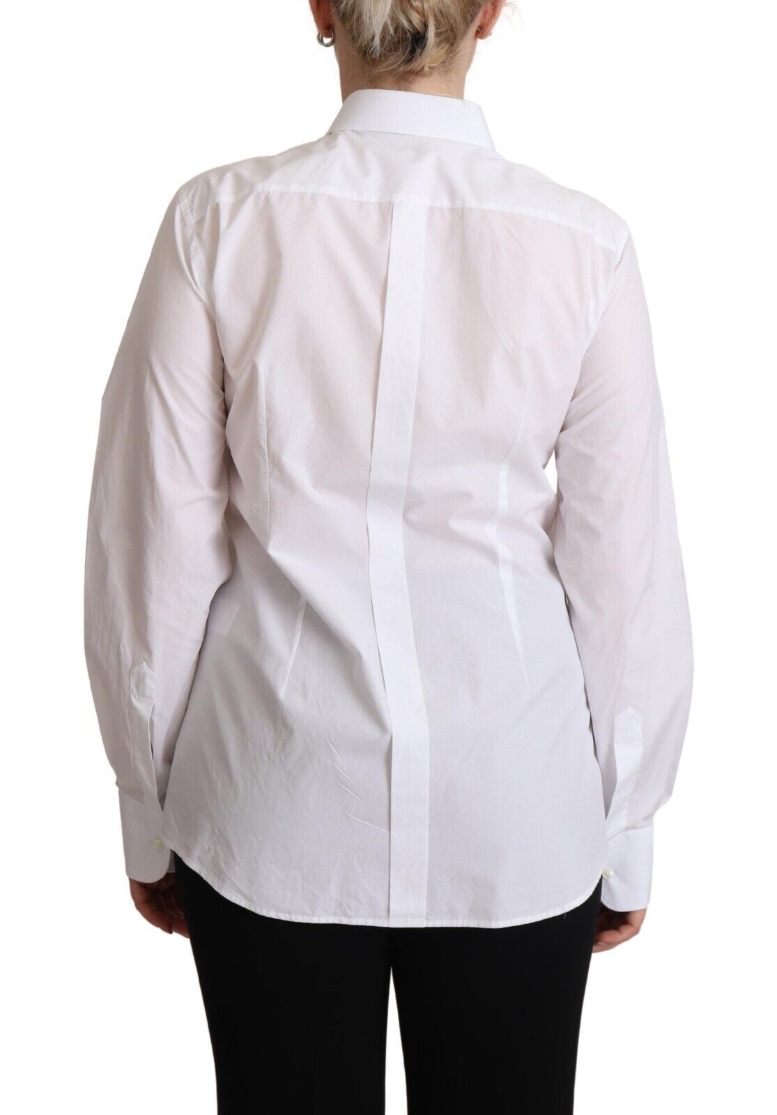 Chemise blanche en coton Dolce & Gabbana avec col et manches longues, élégante et confortable, pour un look chic et sophistiqué.