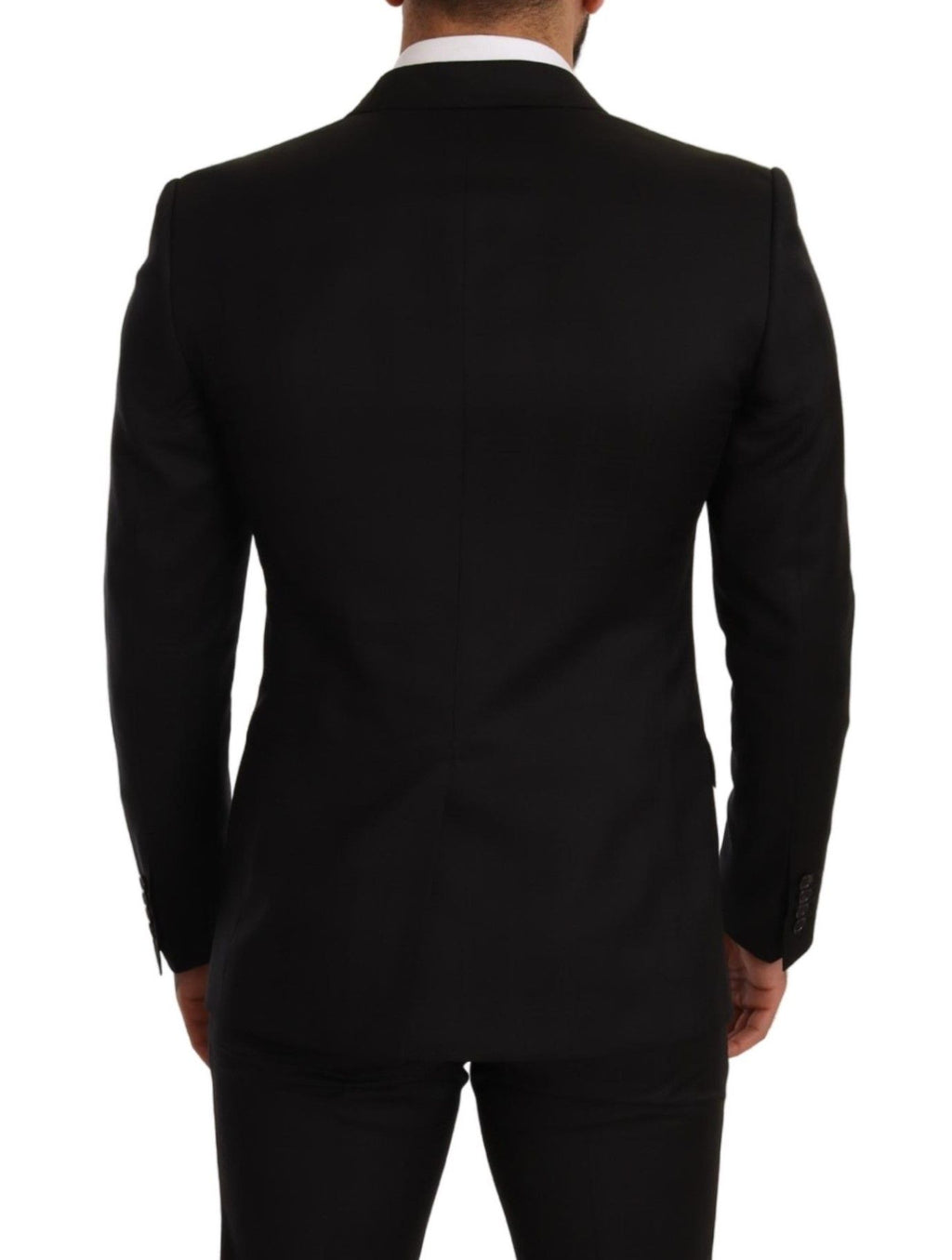 Costume deux pièces noir à carreaux Dolce & Gabbana Martini, coupe slim fit, veste et pantalon élégants.