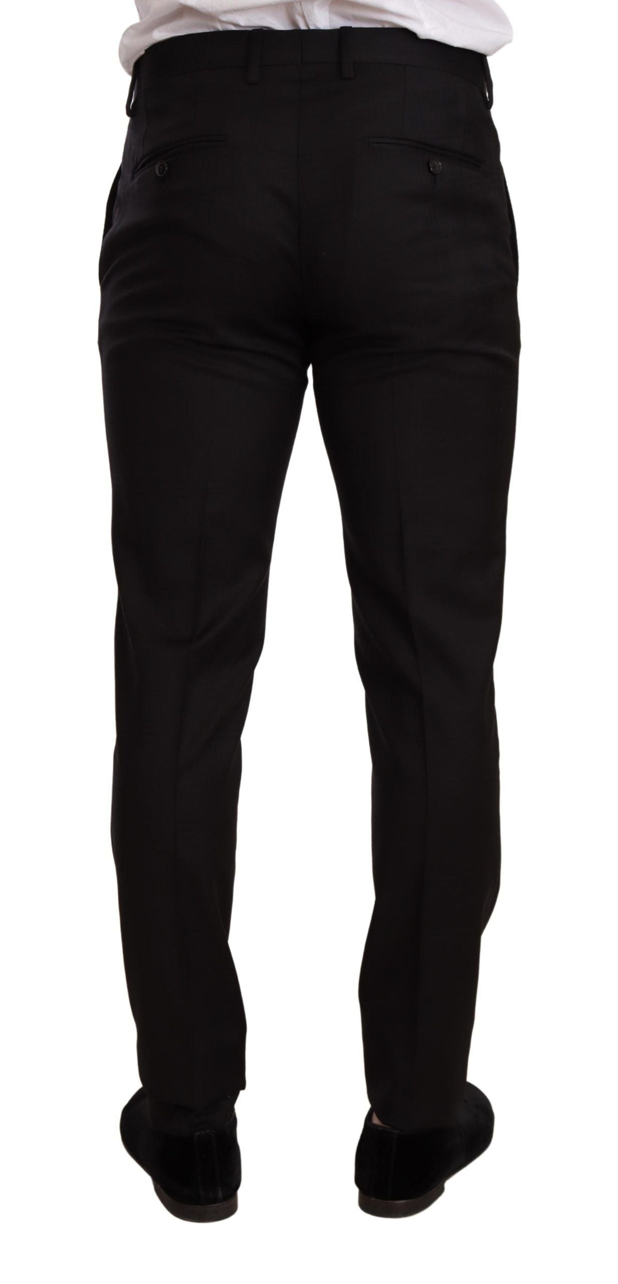 Costume homme Dolce & Gabbana noir à carreaux, costume slim fit en deux pièces avec veste et pantalon.