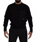 Sweat-shirt noir en coton Dolce & Gabbana avec col rond, vue de face, texture douce et design simple, idéal pour un look décontracté.