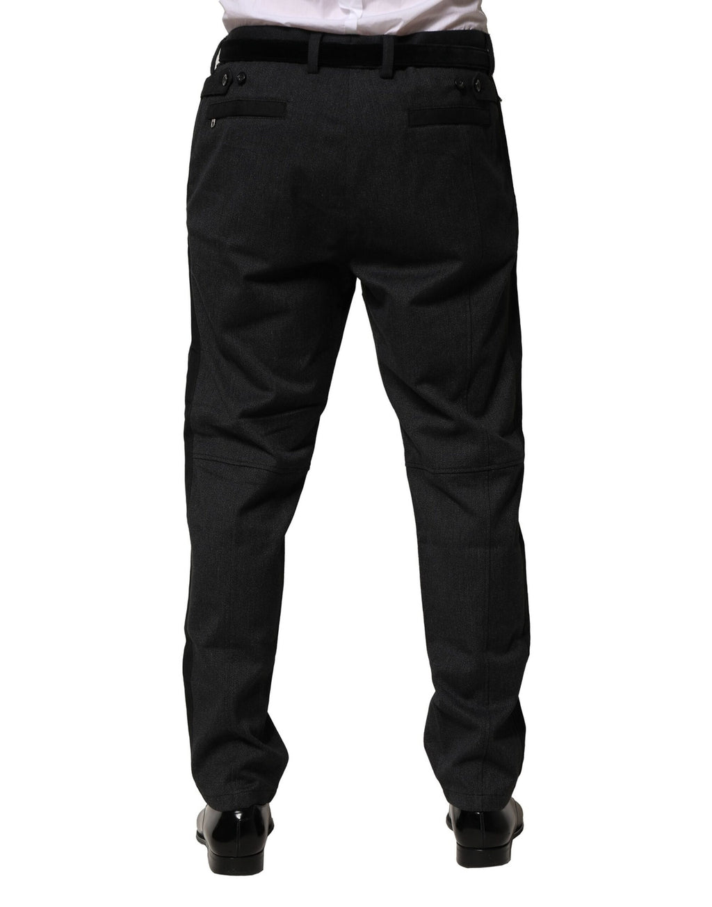 Pantalon slim en coton noir Dolce & Gabbana pour homme, style formel et élégant, visible avec une coupe ajustée.