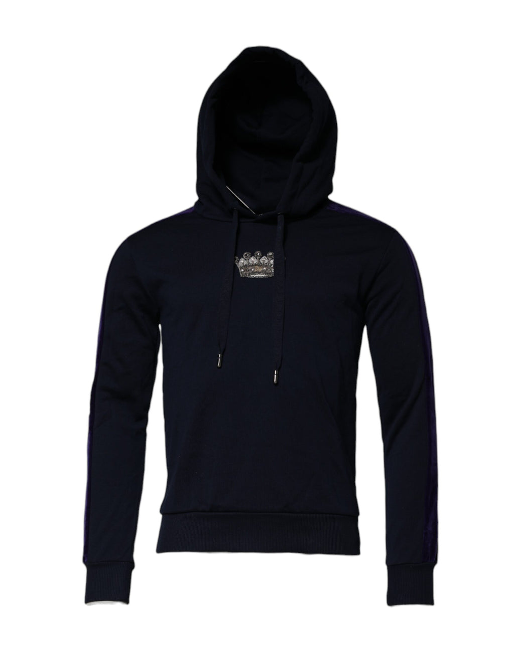 Sweat à capuche en coton noir Dolce & Gabbana avec motif couronne, style décontracté et coupe confortable.